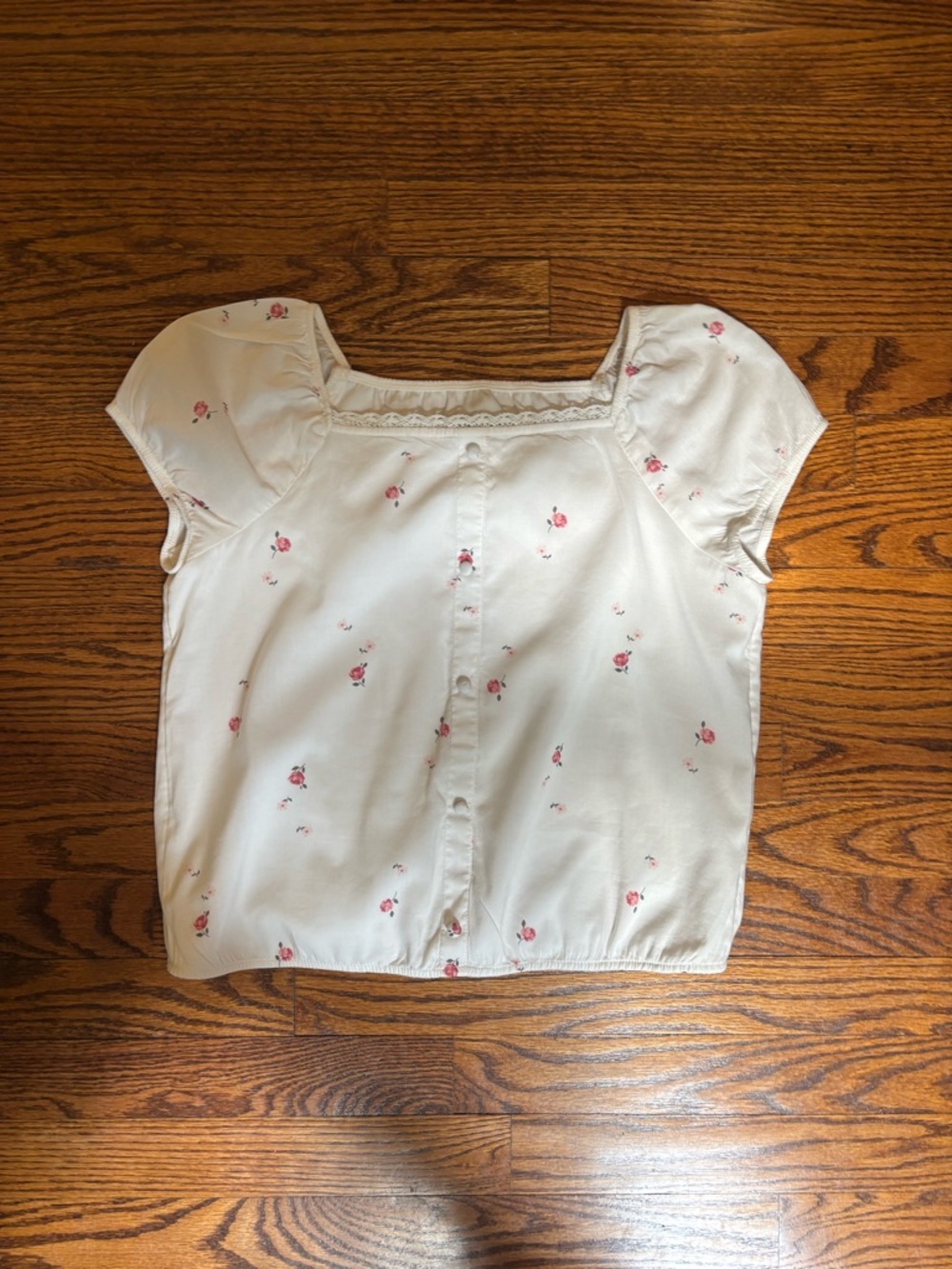Abercrombie kids Square-Neck White Floral Button-Front top size 15-16y